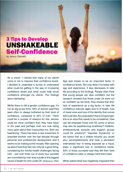 Page of Her Story Matters Magazine on Confidence