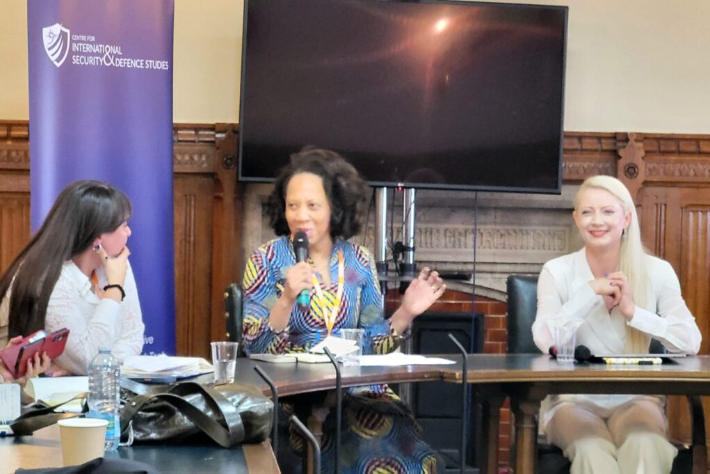 Jenny Garrett OBE speaking at the AI, Defence and the Future of Responsible Power panel in Committee Room 20, Houses of Parliament, 21 April 2026